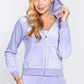 Long Sleeve Velour Hoodie Zip Up Jacket