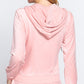 Long Sleeve Velour Hoodie Zip Up Jacket
