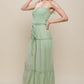 Woven Solid Sleeveless Smocked Ruffle Jumpsuit