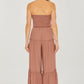 Woven Solid Sleeveless Smocked Ruffle Jumpsuit