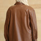 Faux Leather Button Down Shacket With Side Pockets