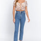 Short Slv Front Tie Print Woven Top