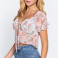 Short Slv Front Tie Print Woven Top