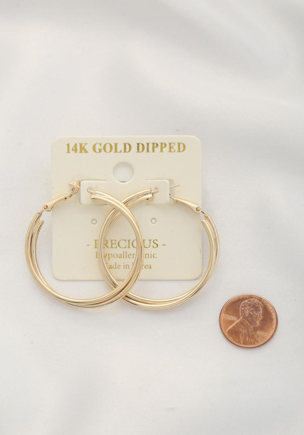 Double Hoop 14k Gold Dipped Earring