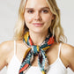 Flower Print Pleated Satin Scarf