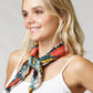 Flower Print Pleated Satin Scarf