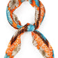 Flower Print Pleated Satin Scarf