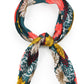 Flower Print Pleated Satin Scarf