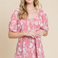 Floral T/r Span Babydoll Top