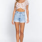 Short Slv Print Crop Woven Top