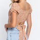 Short Slv Print Crop Woven Top
