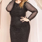 Translucent Silver Rhinestone Plus Midi Dress