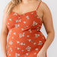 Plus Floral Ribbed Ruched Sleeveless Midi Dress