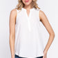 Sleeveless Henley Neck Woven Top