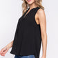 Sleeveless Henley Neck Woven Top
