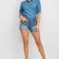 Button-down Denim Shirt Top