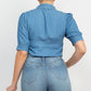 Button-down Denim Shirt Top