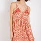 Floral print v-neck dress with skirt lining