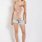 Cowl neck satin camisole with chain strap
