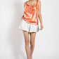 Cowl neck satin camisole with chain strap