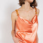 Cowl neck satin camisole with chain strap