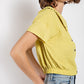 Peter pan collar textured knit button down top