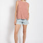 Sleeveless back button closure frayed top