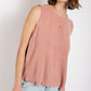 Sleeveless back button closure frayed top