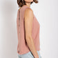 Sleeveless back button closure frayed top