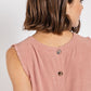 Sleeveless back button closure frayed top