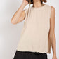 Sleeveless back button closure frayed top