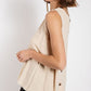 Sleeveless back button closure frayed top