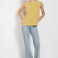 Sleeveless back button closure frayed top