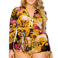 Plus gold & floral pattern print belted romer