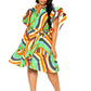Printed ruffle sleeve shirt dress with belt