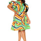 Printed ruffle sleeve shirt dress with belt