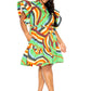 Printed ruffle sleeve shirt dress with belt